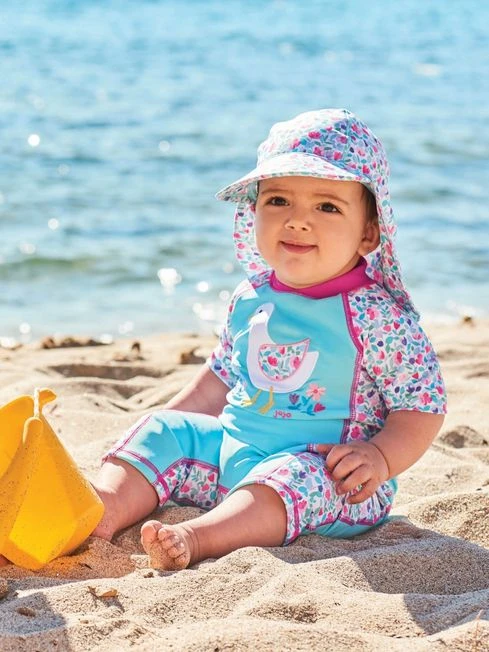 Jojo Maman Bebe JoJo Maman Bébé Blue Kids' Meadow Floral Flap Sun Protection Hat 4 Jojo Maman Bebe JoJo Maman Bébé Blue Kids' Meadow Floral Flap Sun Protection Hat - Image 2