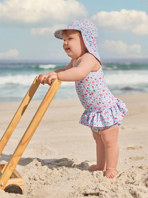 Jojo Maman Bebe JoJo Maman Bébé Blue Kids' Meadow Floral Flap Sun Protection Hat 5 Jojo Maman Bebe JoJo Maman Bébé Blue Kids' Meadow Floral Flap Sun Protection Hat - Image 3