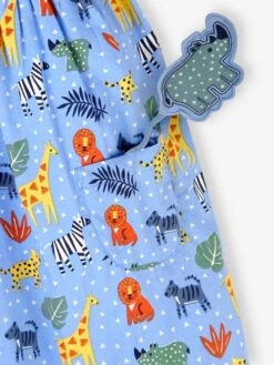 Jojo Maman Bebe JoJo Maman Bébé Blue Safari Print With Pet In Pocket Button Front Dress -Jojo Maman Bebe 152237s3