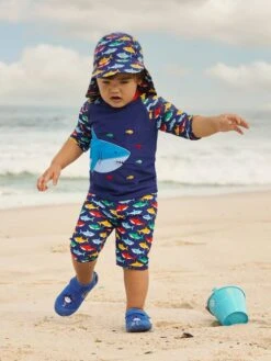 Jojo Maman Bebe JoJo Maman Bébé Shark Kids' Flap Sun Protection Hat