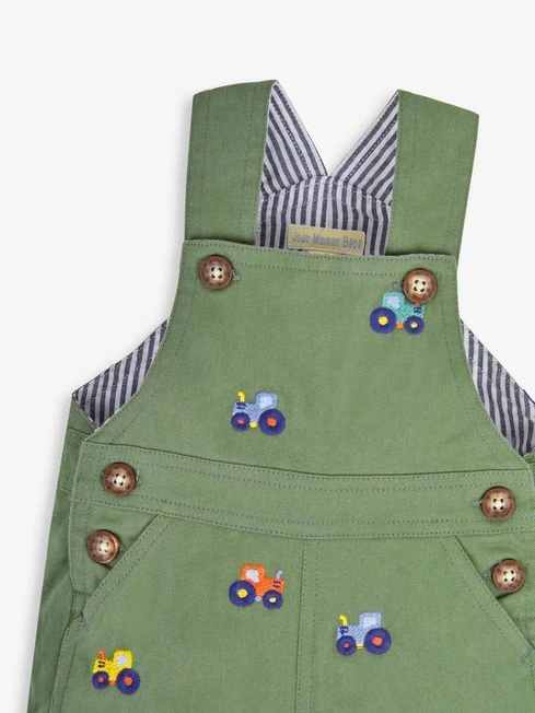 Jojo Maman Bebe JoJo Maman Bébé Khaki Tractor Embroidered Short Dungarees 4 Jojo Maman Bebe JoJo Maman Bébé Khaki Tractor Embroidered Short Dungarees - Image 2