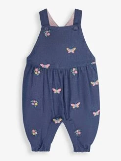Jojo Maman Bebe JoJo Maman Bébé Chambray Butterfly Embroidered Dungarees