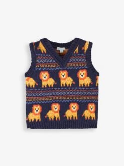 Jojo Maman Bebe JoJo Maman Bébé Navy Lion Fair Isle Tank