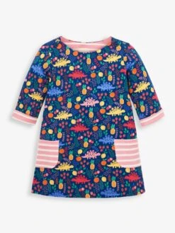 Jojo Maman Bebe JoJo Maman Bébé Navy Girls Sweet Dinosaur Print A-Line Dress