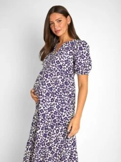 Jojo Maman Bebe JoJo Maman Bébé Navy Animal Print Tiered Maternity Midi Shirt Dress -Jojo Maman Bebe 176061s2
