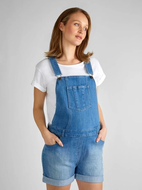 Jojo Maman Bebe JoJo Maman Bébé Light Wash Short Maternity Dungarees 6 Jojo Maman Bebe JoJo Maman Bébé Light Wash Short Maternity Dungarees - Image 4