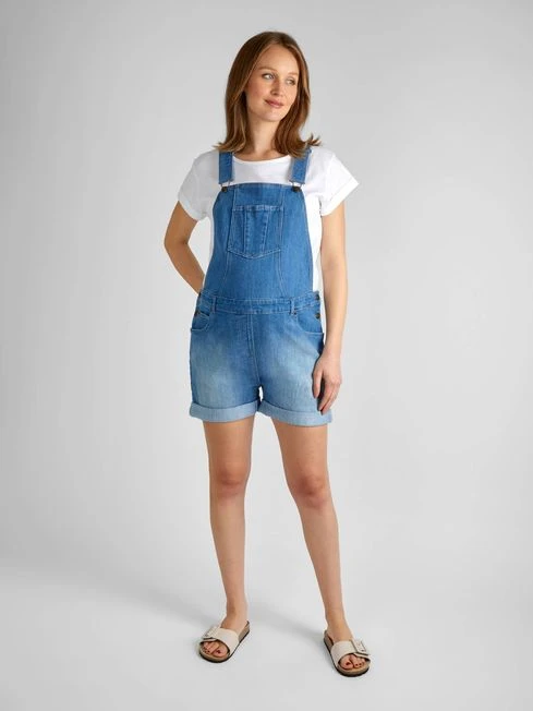 Jojo Maman Bebe JoJo Maman Bébé Light Wash Short Maternity Dungarees 7 Jojo Maman Bebe JoJo Maman Bébé Light Wash Short Maternity Dungarees - Image 5