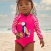 Jojo Maman Bebe JoJo Maman Bébé Pink Girls Toucan Long Sleeved Swimsuit