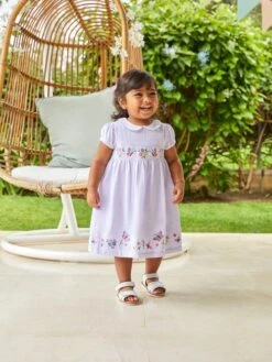 Jojo Maman Bebe JoJo Maman Bébé Lilac Butterfly Appliqué Smocked Dress