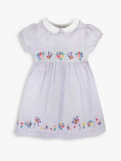 Jojo Maman Bebe JoJo Maman Bébé Lilac Butterfly Appliqué Smocked Dress 6 Jojo Maman Bebe JoJo Maman Bébé Lilac Butterfly Appliqué Smocked Dress - Image 4