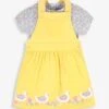 Jojo Maman Bebe JoJo Maman Bébé Yellow 2-Piece Duck Appliqué Dungaree Dress & Top Set -Jojo Maman Bebe 186595s