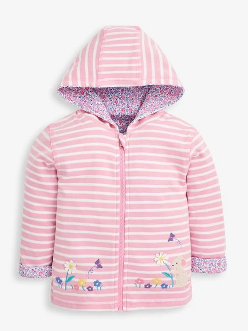 Jojo Maman Bebe JoJo Maman Bébé Pink Girls' Floral Reversible Hoodie 4 Jojo Maman Bebe JoJo Maman Bébé Pink Girls' Floral Reversible Hoodie - Image 2