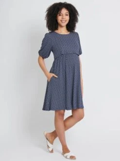 Jojo Maman Bebe JoJo Maman Bébé Navy Batik Print Maternity & Nursing Dress