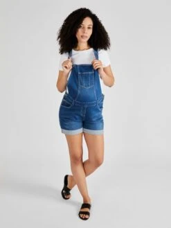 Jojo Maman Bebe JoJo Maman Bébé Mid Wash Short Maternity Dungarees -Jojo Maman Bebe 309565s3