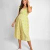 Jojo Maman Bebe JoJo Maman Bébé Yellow Lemon Print Maternity Midi Dress