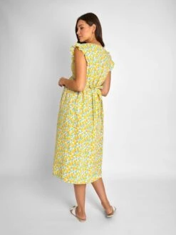 Jojo Maman Bebe JoJo Maman Bébé Yellow Lemon Print Maternity Midi Dress -Jojo Maman Bebe 310204s3
