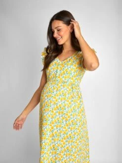 Jojo Maman Bebe JoJo Maman Bébé Yellow Lemon Print Maternity Midi Dress -Jojo Maman Bebe 310204s7