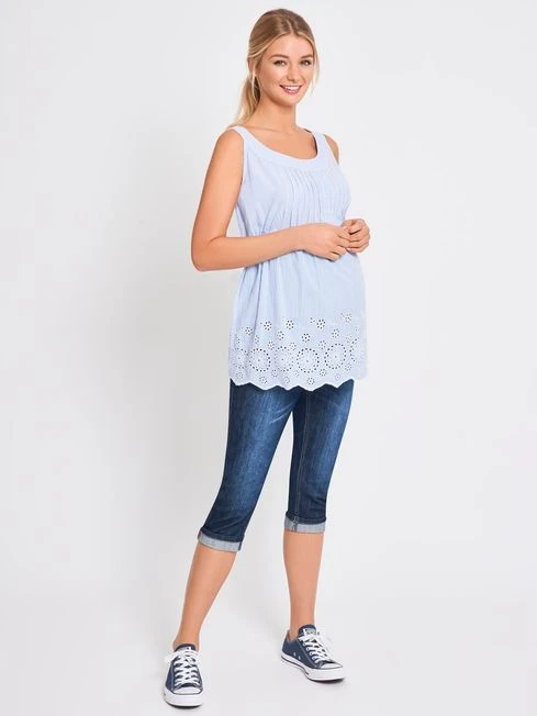 Jojo Maman Bebe JoJo Maman Bébé Indigo Mid Wash Cropped Maternity Turn-Ups 4 Jojo Maman Bebe JoJo Maman Bébé Indigo Mid Wash Cropped Maternity Turn-Ups - Image 2