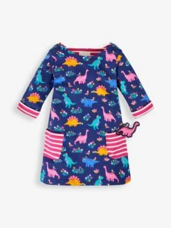 Jojo Maman Bebe JoJo Maman Bébé Navy Dino & Bird Print A-Line Dress
