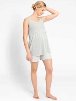 Jojo Maman Bebe JoJo Maman Bébé Grey Marl Maternity & Nursing Short Pyjama Set -Jojo Maman Bebe 317645s2