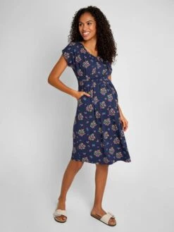 Jojo Maman Bebe JoJo Maman Bébé Navy Floral Pleated Maternity & Nursing Tunic Dress -Jojo Maman Bebe 319514s3