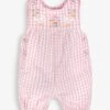 Jojo Maman Bebe JoJo Maman Bébé Pink Duck Appliqué Gingham Dungarees -Jojo Maman Bebe 321769s