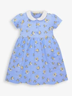 Jojo Maman Bebe JoJo Maman Bébé Blue Girls' Bird Print Pet In Pocket Dress