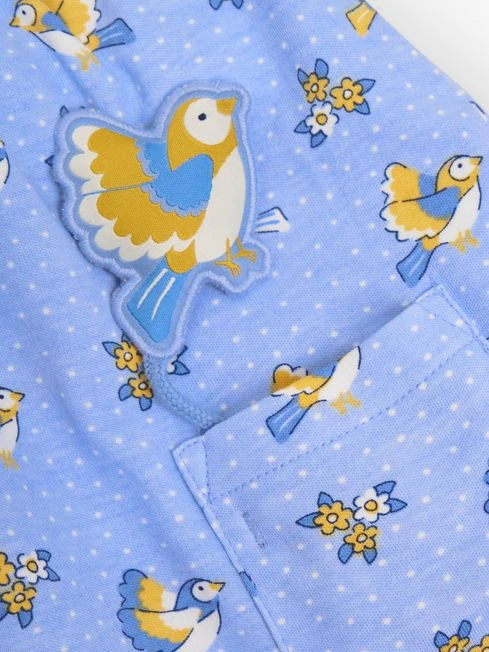 Jojo Maman Bebe JoJo Maman Bébé Blue Girls' Bird Print Pet In Pocket Dress 4 Jojo Maman Bebe JoJo Maman Bébé Blue Girls' Bird Print Pet In Pocket Dress - Image 2