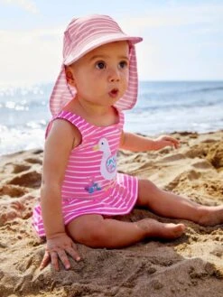 Jojo Maman Bebe JoJo Maman Bébé Pink Duck Swimsuit With Nappy