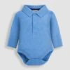 Jojo Maman Bebe JoJo Maman Bébé Blue Plain Long Sleeve Polo Shirt Bodies -Jojo Maman Bebe 346494s