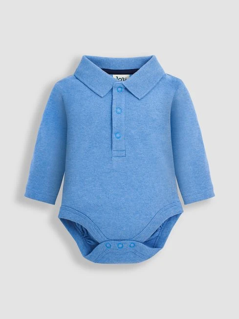 Jojo Maman Bebe JoJo Maman Bébé Blue Plain Long Sleeve Polo Shirt Bodies 3 Jojo Maman Bebe JoJo Maman Bébé Blue Plain Long Sleeve Polo Shirt Bodies