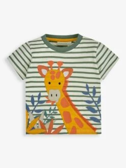 Jojo Maman Bebe JoJo Maman Bébé Khaki Giraffe Appliqué T-Shirt -Jojo Maman Bebe 360557s3