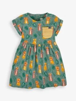 Jojo Maman Bebe JoJo Maman Bébé Khaki Big Cats Print Drop Shoulder Dress -Jojo Maman Bebe 378079s3