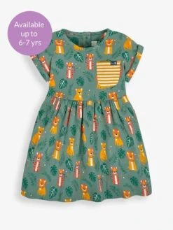 Jojo Maman Bebe JoJo Maman Bébé Khaki Big Cats Print Drop Shoulder Dress -Jojo Maman Bebe 378079s4