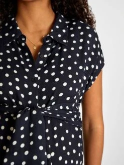 Jojo Maman Bebe JoJo Maman Bébé Navy Spot Maternity Shirt Dress With Tie -Jojo Maman Bebe 381422s3