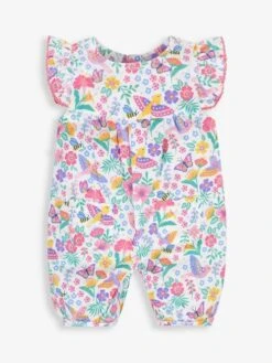 Jojo Maman Bebe JoJo Maman Bébé White Floral Bird Print Pretty Sunsuit
