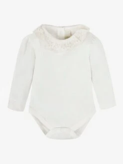 Jojo Maman Bebe JoJo Maman Bébé Cream Broderie Frill Collar Bodysuit