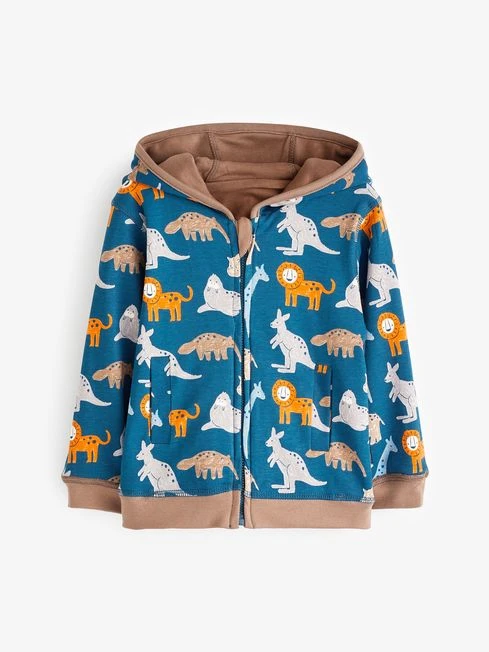 Jojo Maman Bebe JoJo Maman Bébé Mocha Hippo Applique Reversible Hoodie 4 Jojo Maman Bebe JoJo Maman Bébé Mocha Hippo Applique Reversible Hoodie - Image 2