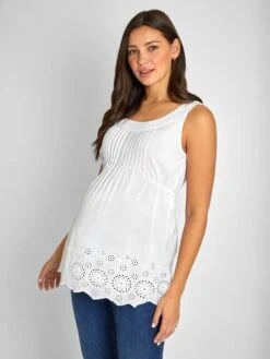 Jojo Maman Bebe JoJo Maman Bébé White Pretty Maternity Camisole