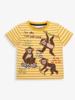 Jojo Maman Bebe JoJo Maman Bébé Mustard Kids' Mustard Chimpanzee Appliqué T-Shirt