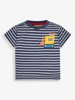Jojo Maman Bebe JoJo Maman Bébé Navy/White Stripe Navy & White Stripe Digger Pocket T-Shirt