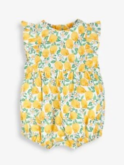 Jojo Maman Bebe JoJo Maman Bébé White Bright Lemon Print Bubble Romper -Jojo Maman Bebe 424417s3
