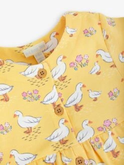 Jojo Maman Bebe JoJo Maman Bébé Yellow Duck Print With Pet In Pocket Button Through Dress -Jojo Maman Bebe 426866s4