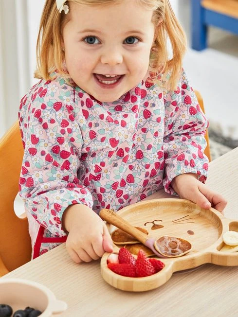 Jojo Maman Bebe JoJo Maman Bébé Pink Strawberry Print Deluxe Sleeved Bib 4 Jojo Maman Bebe JoJo Maman Bébé Pink Strawberry Print Deluxe Sleeved Bib - Image 2