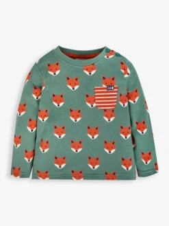 Jojo Maman Bebe JoJo Maman Bébé Khaki Fox Print Pocket Top