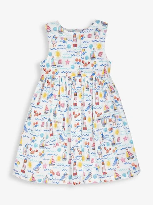 Jojo Maman Bebe JoJo Maman Bébé White Seashore Print Button Through Dress 5 Jojo Maman Bebe JoJo Maman Bébé White Seashore Print Button Through Dress - Image 3