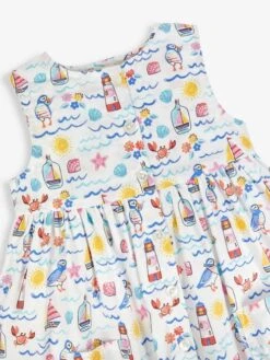 Jojo Maman Bebe JoJo Maman Bébé White Seashore Print Button Through Dress 9 Jojo Maman Bebe JoJo Maman Bébé White Seashore Print Button Through Dress -Jojo Maman Bebe 439799s4