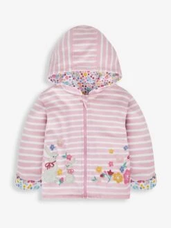 Jojo Maman Bebe JoJo Maman Bébé Pink Bunny Floral Applique Reversible Hoodie -Jojo Maman Bebe 453726s2