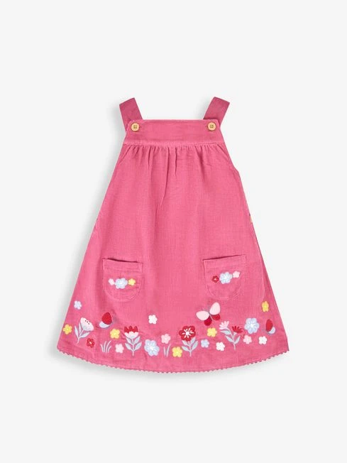Jojo Maman Bebe JoJo Maman Bébé Pink Floral Embroidered Cord Pinafore Dress & Top Set 4 Jojo Maman Bebe JoJo Maman Bébé Pink Floral Embroidered Cord Pinafore Dress & Top Set - Image 2