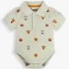 Jojo Maman Bebe JoJo Maman Bébé Natural Safari Embroidered Polo Shirt Bodysuit -Jojo Maman Bebe 511183s